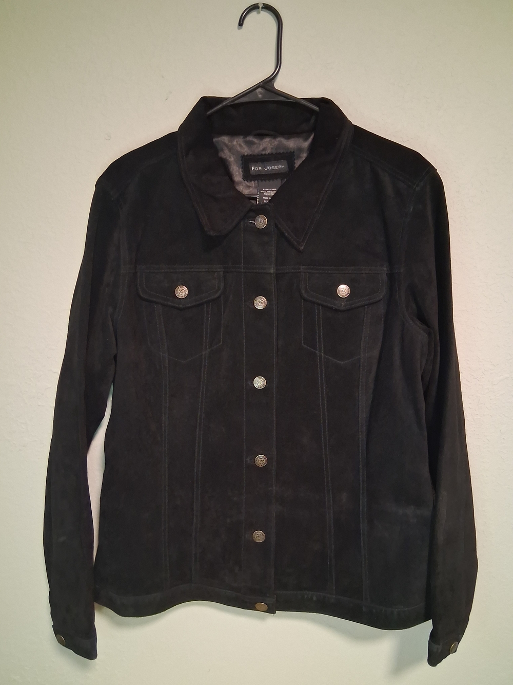 For Joseph Black Suede Jacket Women's XL Leather Coat Minimalist Classic Western